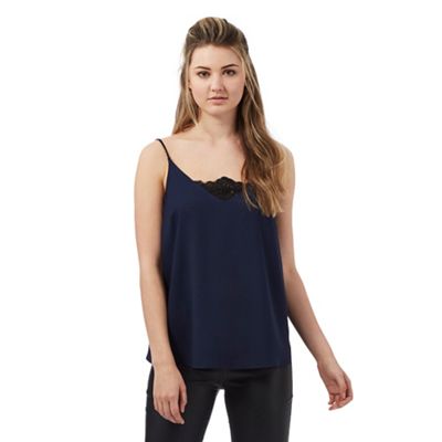 Red Herring Navy lace trim cami